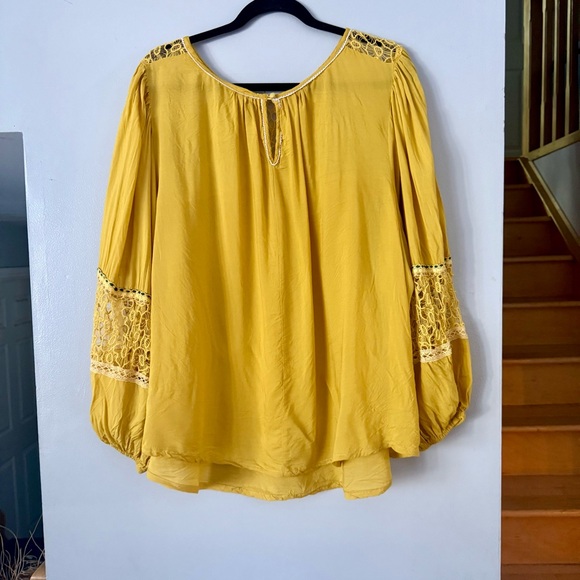 Elegant Yellow Embroidered Lace Blouse - Picture 2 of 4